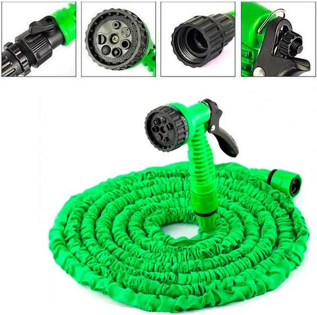 Садовый Шланг поливочный растягивающийся Многофункциональный X HOSE 50FT Steel 15м - изображение 2