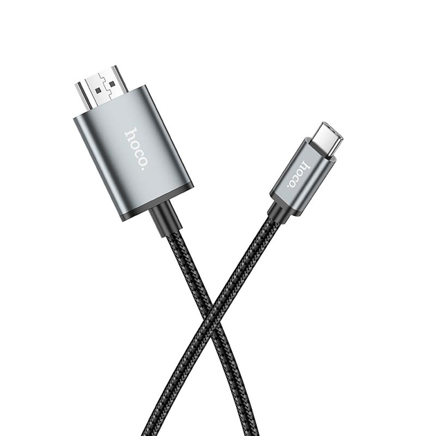 Кабель Hoco HD on-screen cable Type-C to HDTV UA27 4K 2 м Metal-Grey - зображення 2