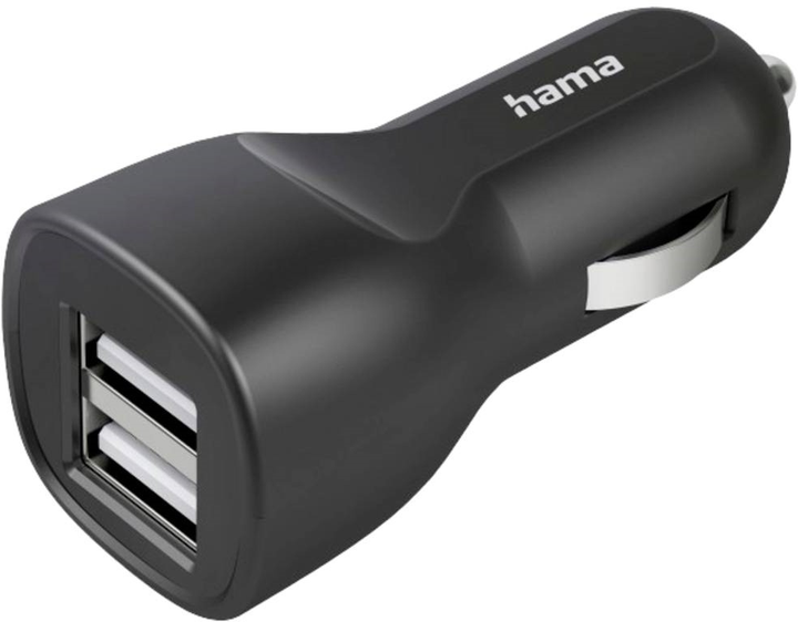 Автомобільний зарядний пристрій Hama USB 2 x USB-A 12V 2.4A 12W Black (4047443489654) - зображення 1