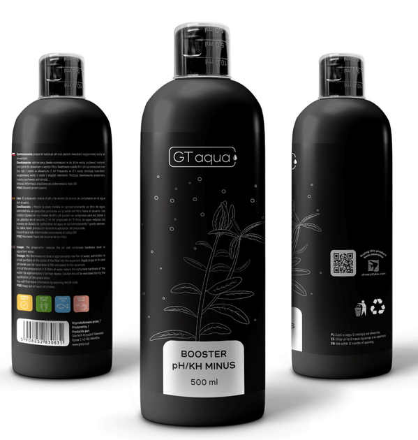  Препарат для зниження pH і карбонатної жорсткості KH води в акваріумі GT Aqua Booster pH/KH minus 500 мл (5908252830831) - зображення 2