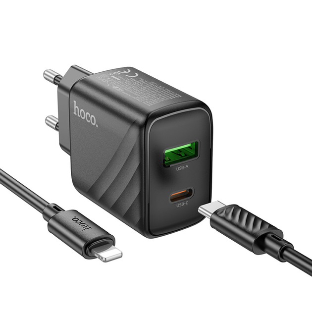 Сетевое зарядное устройство HOCO CS23A Sunlight dual port PD30W+QC3.0 charger(EU) black - изображение 2