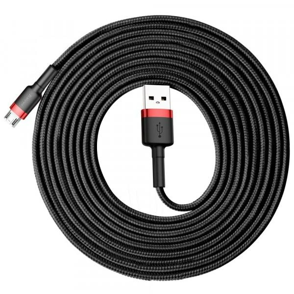 Кабель USB 2.0 AM-MicroUSB M Baseus CAMKLF-H91 3.0м 2A red/black - зображення 2