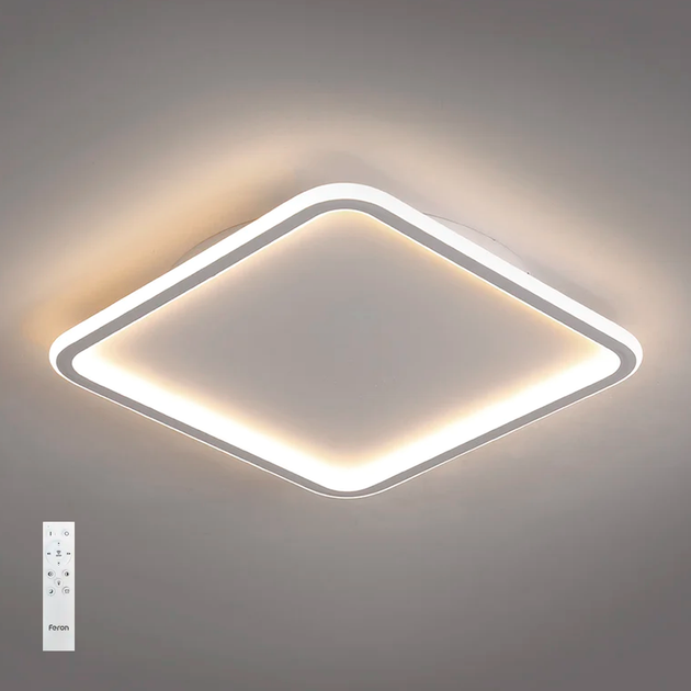 Feron AL6080 SQUARE 70W LED люстра світлодіодна накладна квадратна 3000K-4000K-6500K з пультом ДУ 400х400х37мм 4480Lm - зображення 3