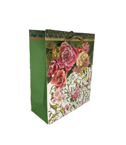 Пакет подарунковий паперовий Stenson Flower dance R95501-S 18х23х8 см Зелений з квітами - Фото 2 Пакет подарунковий паперовий Stenson Flower dance R95501-S 18х23х8 см Зелений з квітами - зображення 2