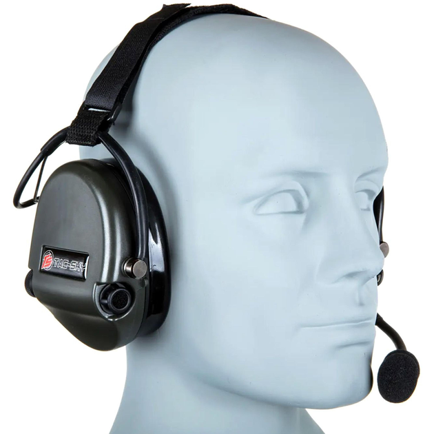 Активні навушники Tac-Sky Neckband PRO Headset 2 х AAA, 22 дБ, зовнішній мікрофон, Foliage Green (uarm0149PRO-neckband-FG) - зображення 4