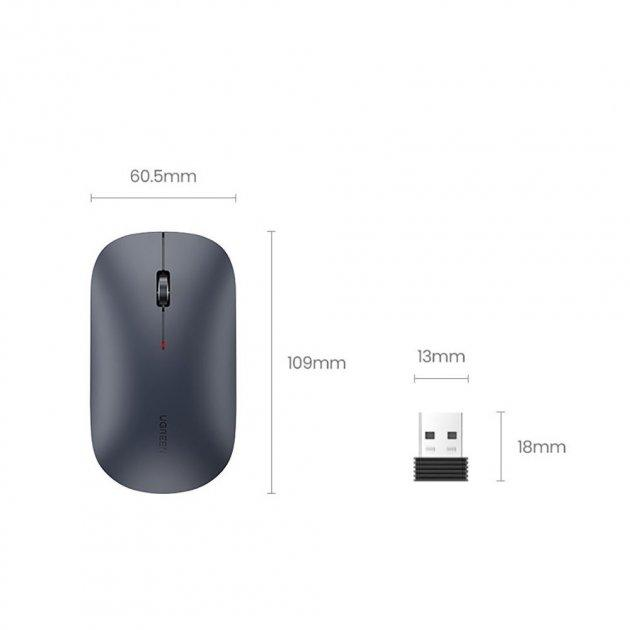 Беспроводная мышка компьютерная Ugreen Portable Wireless Mouse MU001 Black 90374 мышь для ноутбука и ПК - изображение 3
