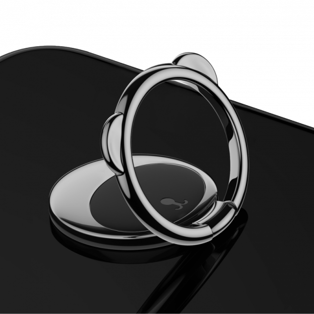 Кольцо держатель для телефона Baseus Bear Finger Metal Ring Черный (SUBR-01) - изображение 4