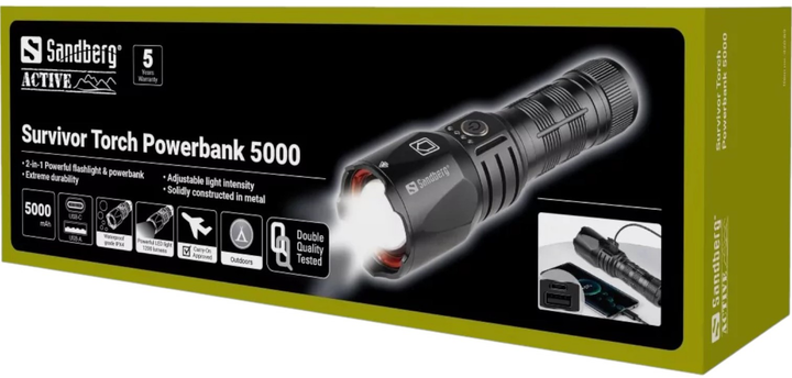 Ліхтарик Sandberg Survivor Powerbank 5000 (5705730420894) - зображення 6
