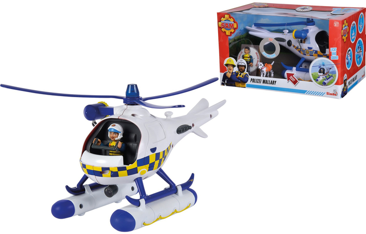 Поліцейський гелікоптер Simba Fireman Sam Wallaby зі світлом та звуком Білий 109252537 (4006592080907) - зображення 2