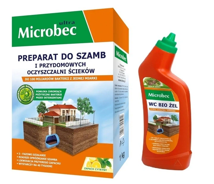 Препарат BROS Microbec Ultra 1 кг для вигрібних ям та септиків + гель Microbec WC BIO 500 мл 5904517262409 - зображення 5