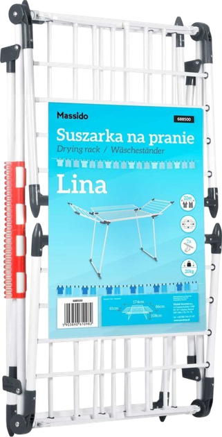 Suszarka na pranie Massido Lina stojąca rozkładana biała 22 mb (5903890610982) - obraz 5