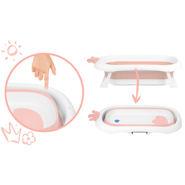Ванночка для немовлят Ricokids RK-280 з подушкою Біло-рожева (5903890605308) - зображення 6