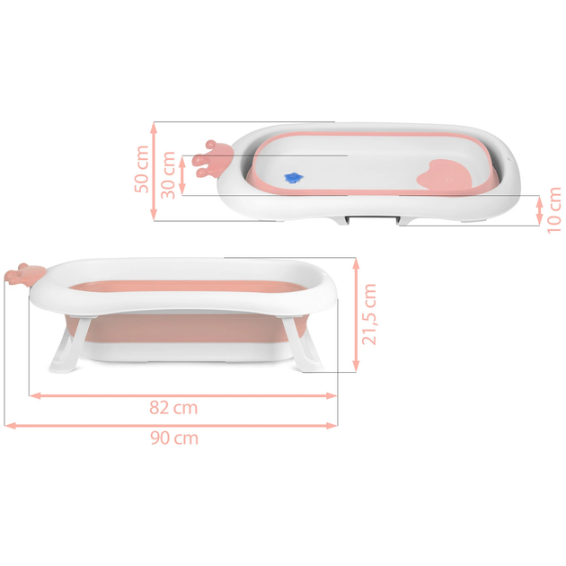 Ванночка для немовлят Ricokids RK-280 з подушкою Біло-рожева (5903890605308) - зображення 7