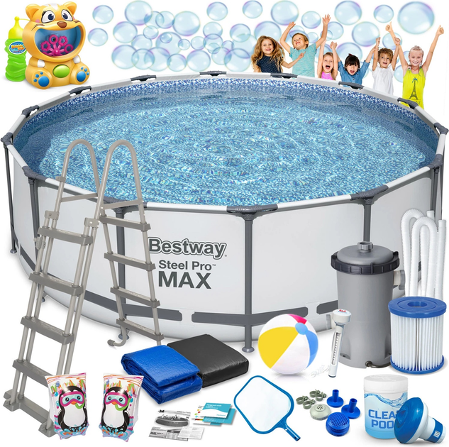 Каркасний басейн Bestway Steel Pro Max 457 x 122 см 18 в 1 з мильною машинкою 56438 (5903890614898) - зображення 1