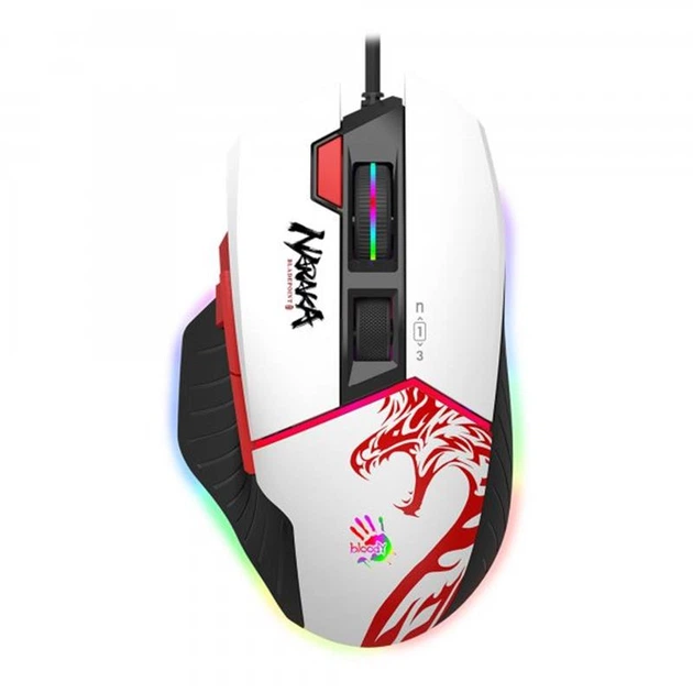 momok品！レッド＆ホワイトモールOSB.LED Игровая мышка A4Tech W95 Max Bloody Naraka проводная 12000dpi 8