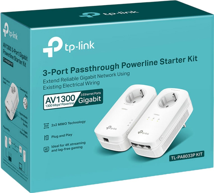 Zestaw gigabitowych adapterów TP-Link Powerline AV1300 3/1 Gigabit (TL-PA8033P KIT) - obraz 3