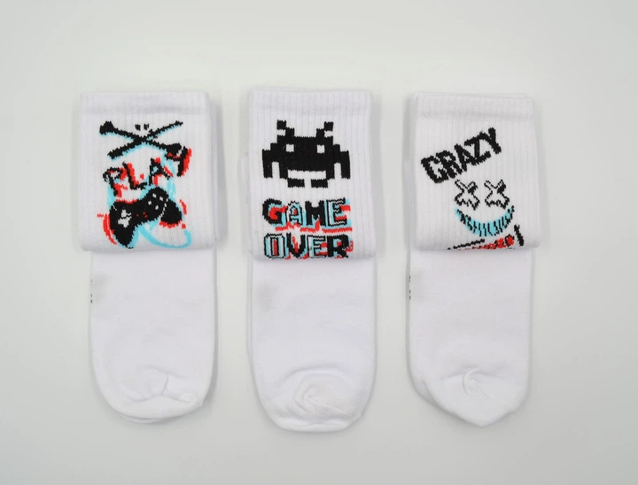 Носки универсальные демисезонные 3 пары Super Socks 001.S235 Game over 39-42р. Ассорти - Фото 2 Носки универсальные демисезонные 3 пары Super Socks 001.S235 Game over 39-42р. Ассорти - изображение 2
