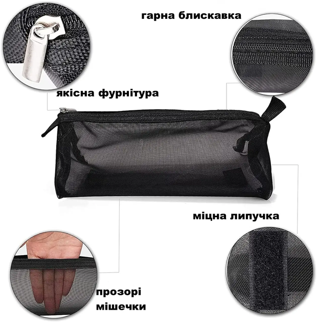 Дорожная косметичка-органайзер «Leegoo» складная, с 4 секциями на молнии, черная - изображение 4