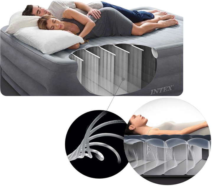 Надувний матрац Intex 203 x 152 x 30 см з електричним насосом 64179 (6941057425962) - зображення 5
