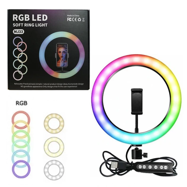 Кольцевая LED лампа 26 см, световое кольцо для селфи RGB - изображение 5