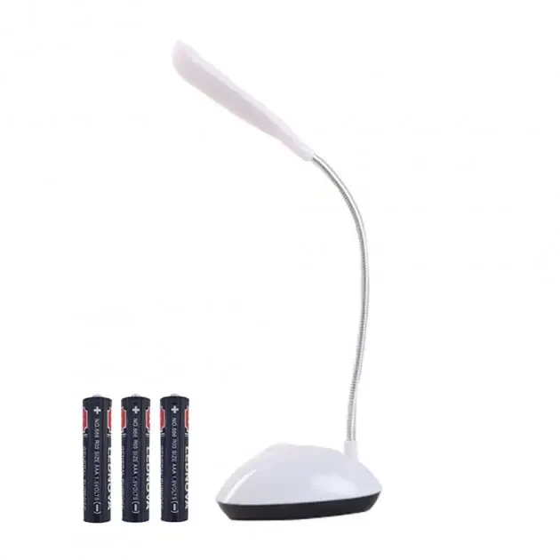 Настольная LED лампа на батарейках (АААх3), MINI X-7188, Белая/Гибкий светодиодный мини-светильник - изображение 3