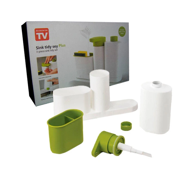 Органайзер для кухонной раковины Sink Tidy Sey, дозатор жидкого мыла и подставка для кухни под мочалки - изображение 2