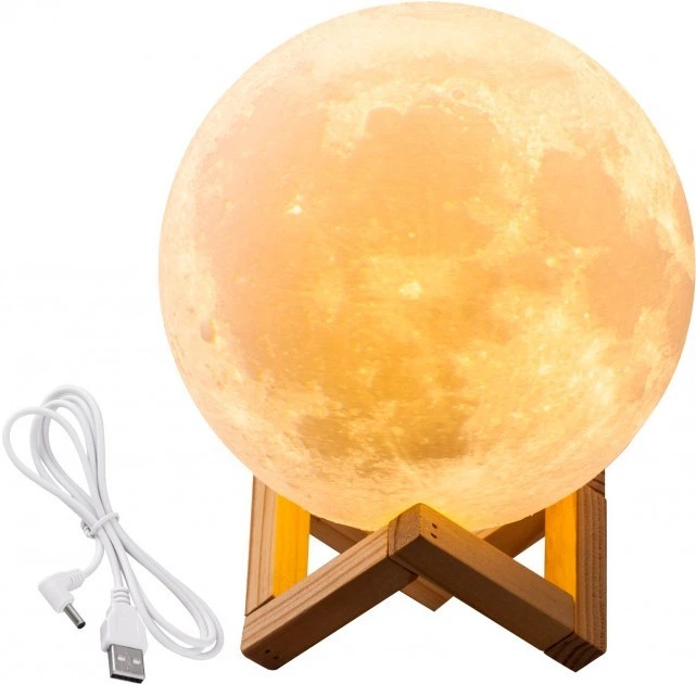 Ночник 3D Magic Moon Light Touch Control Луна Белая 13 см настольный - изображение 3