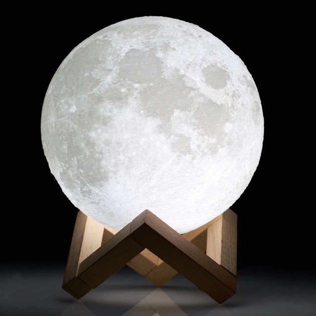 Ночник 3D Magic Moon Light Touch Control Луна Белая 13 см настольный - изображение 5