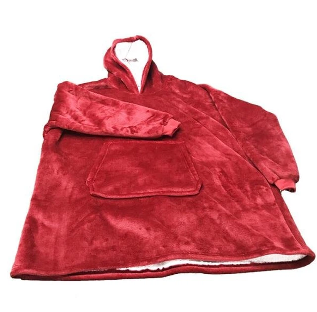 Толстовка плед HUGGLE HOODIE BLANKET с капюшоном | Плед с рукавами флисовый Красный - изображение 3
