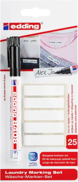 Marker do znakowania tekstyliów Edding z 25 personalizowanymi etykietami (4057305006622) - obraz 1
