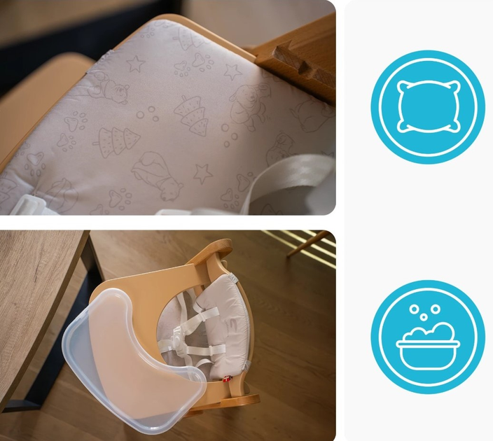 Стільчик для годування Kidnort Drömmer Unique коричневий (5902983636281) - зображення 4
