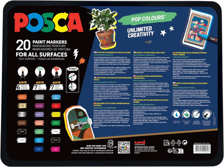 Набір маркерів Uni Posca декоративних з фарбою 20 шт (3701614900607) - зображення 3