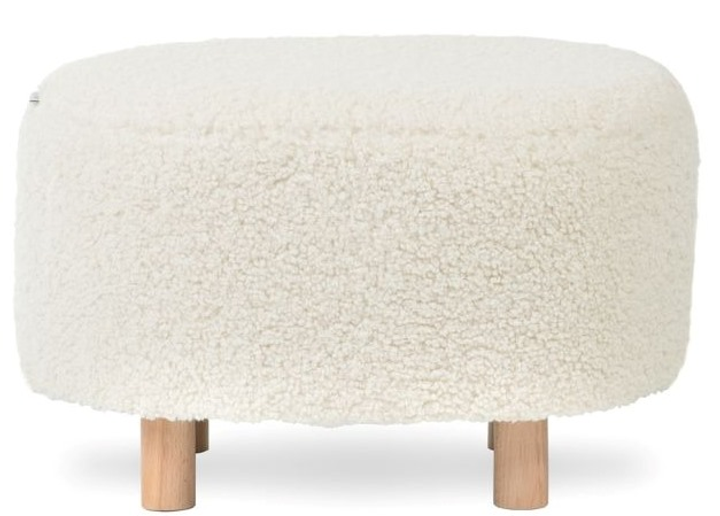 Pufa HOMLA ALDA BOOGIE w tkaninie Teddy 50 x 40 x 31 cm beżowa (5904183828824) - obraz 2