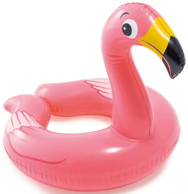 Надувной круг детский от 3 до 6 лет Фламинго Intex 55см розовый (IND-59220-flamingo) 