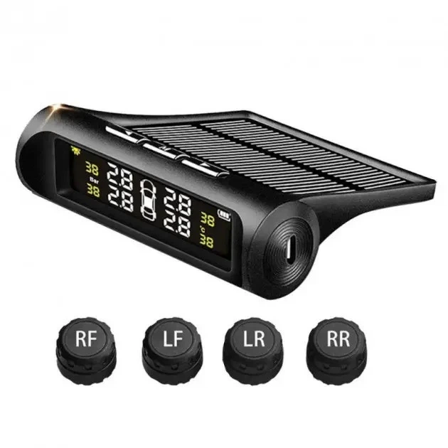 Система контролю тиску в шинах TPMS+SOLAR 4 зовнішні датчики монітор акумуляторна сонячна панель USB - зображення 2