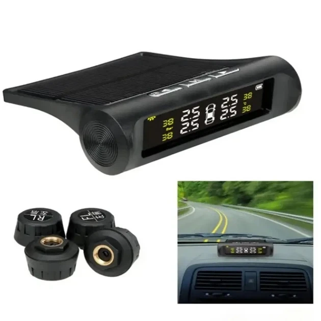 Система контролю тиску в шинах TPMS+SOLAR 4 зовнішні датчики монітор акумуляторна сонячна панель USB - зображення 6