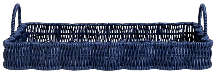 Taca dekoracyjna Homla Cobels pleciona Ciemnoniebieska 42 × 28 × 5.5 cm (5906496728303) - obraz 2