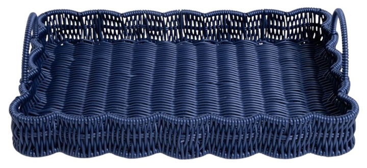 Taca dekoracyjna Homla Cobels pleciona Ciemnoniebieska 42 × 28 × 5.5 cm (5906496728303) - obraz 3