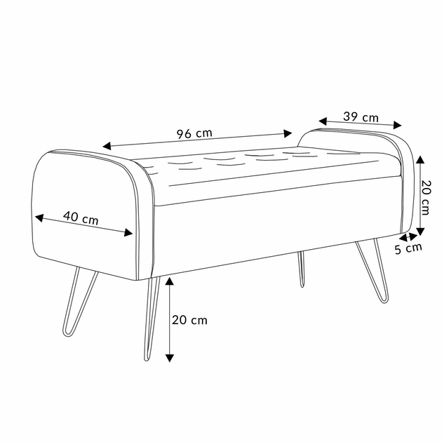 Банкетка Homla VENLO велюрова 100 x 39 x 45 см сіра (5902869944585) - зображення 4