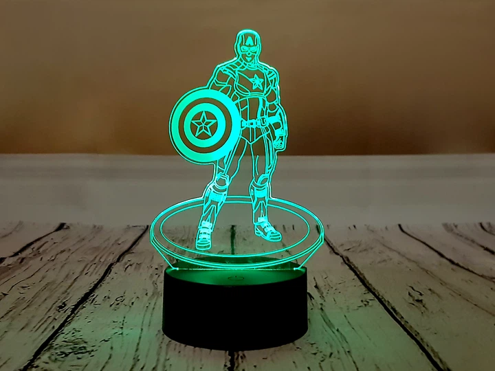3D нічник CREATIVE подарункова нічна LED лампа світлодіодний світильник Капітан Америка 7 кольорів на батарейках з акрилу для будинку спальні дитячої оригінальний інтер'єрний декор романтичний подарунок хлопцю чоловіку - Фото 1 3D нічник CREATIVE подарункова нічна LED лампа світлодіодний світильник Капітан Америка 7 кольорів на батарейках з акрилу для будинку спальні дитячої оригінальний інтер'єрний декор романтичний подарунок хлопцю чоловіку - зображення 1