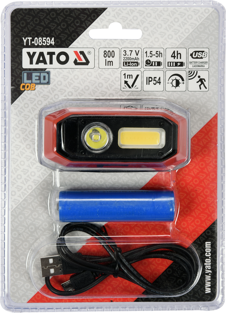 Latarka czołowa Yato 800 lm aku czujnik ruchu YT-08594 (5906083072628) - obraz 5