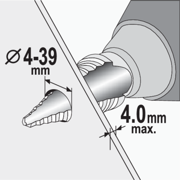 Wiertło stożkowe stopniowe do metalu z powłoką tytanową STHOR HSS 4-39 mm (22613_v) - obraz 4