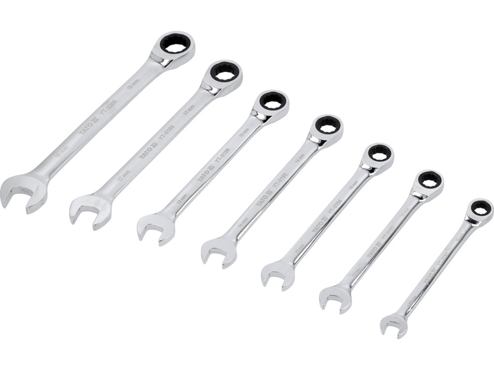 Zestar kluczy płasko-oczkowych YATO z grzechotką 10-19 mm 7 szt  (YT-0208) - obraz 3