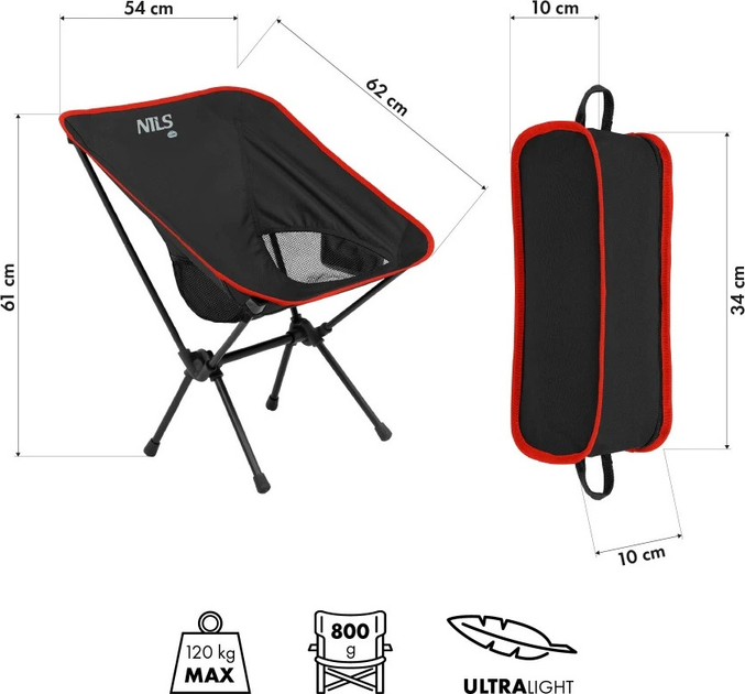 Krzesło turystyczne Nils Camp NC3320 Ultra Light Black (5908261680977) - obraz 7