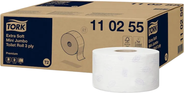 Набір туалетного паперу Tork Mini Jumbo тришаровий 12 шт (ZES7322540312027) - зображення 1
