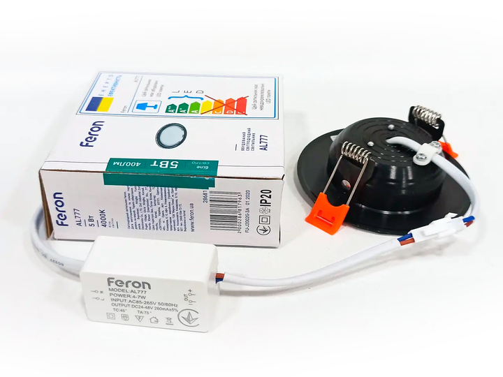 Светодиодный светильник Feron AL777 5W 400Lm 4000K черный / хром (LED панель круглая) Ø93x28мм - изображение 6