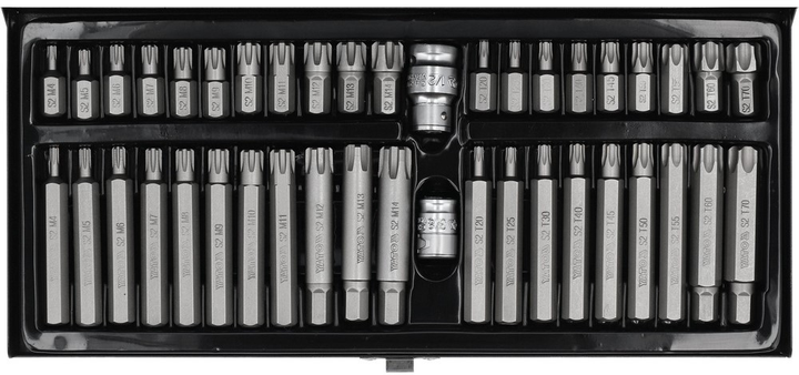Zestaw końcówek wkrętakowych YATO Ribe M4-M14 Torx T20-T70 z przejściówkami 1/2" i 3/8" 42 szt (YT-0420) - obraz 1