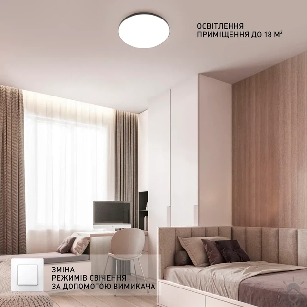 Світлодіодний LED світильник MOON 50W R Esllse 3000К-6500К 380×65мм ON/OFF WHITE/SILVER 220V IP40 бiлий - зображення 7