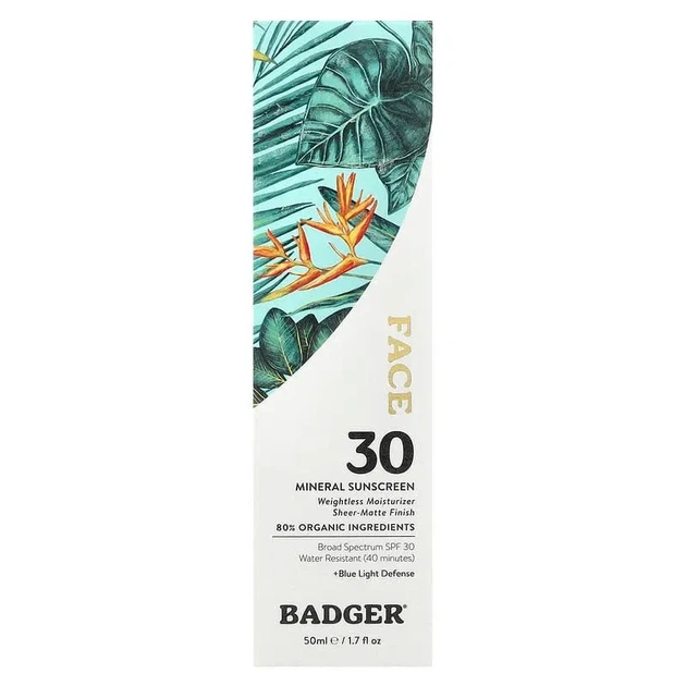 Минеральный солнцезащитный крем для лица SPF 30 Badger, 50 мл - изображение 2