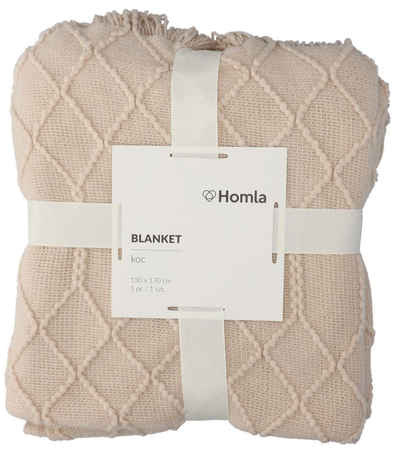 Koc Homla Loop w splot kulkowy 130 x 170 cm Beżowy (5904183812878) - obraz 1